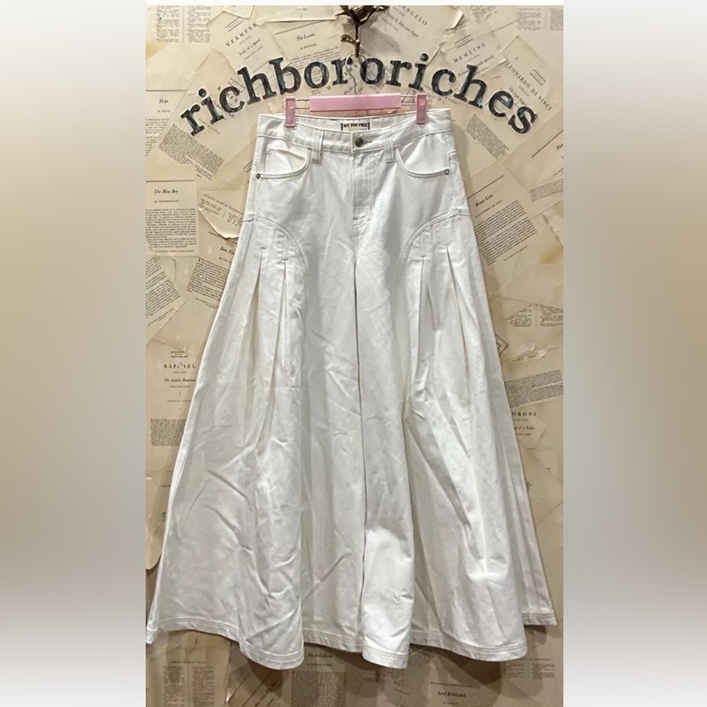 Free People Pandora Wide Leg Jeans We The Free Pleated Front Pockets Heavenly - Picture 5 of 7